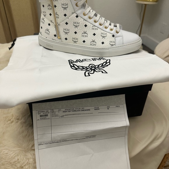 MCM White and Black Logo High-Tops - Picture 2 of 6